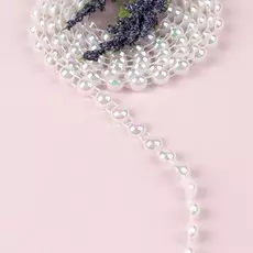 Жемчуг на нитях, с голографией, плоский, 10 мм, 9±1 м, белый