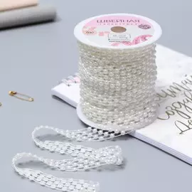 Жемчуг на нитях, плоский, 14 мм, 9±1 м, белый