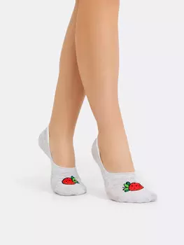 Женские светло-серые подследники с изображением клубники