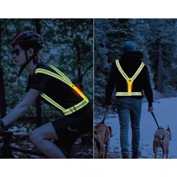 Жилет сигнальный torso, с регулируемым размером, салатовый, led сигнал, 4 режима
