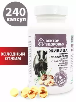 ЖИВИЦА КЕДРОВАЯ на кедровом масле С БАРСУЧЬИМ ЖИРОМ, 240 капсул