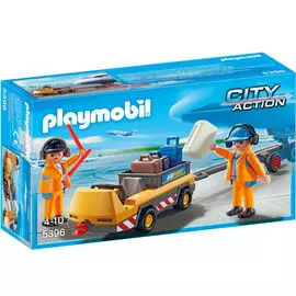 Конструктор Playmobil Городской Аэропорт: Буксир самолета с наземной командой