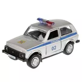 Машина металл ЛАДА 4х4, полиция 9см, инерционная, открыв. двери 6400B Технопарк