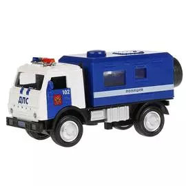 Машина металл свет-звук "KAMAZ БУДКА ПОЛИЦИЯ" 12см, открыв двери, инерц,в кор.Технопарк