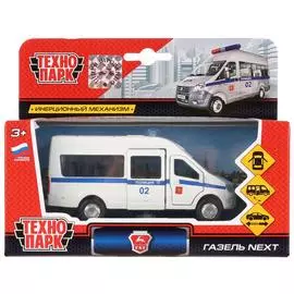 Машина металлическая ГАЗ Газель NEXT полиция 12см, открываются двери, инерция, Технопарк