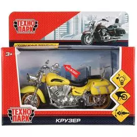 Машина металлическая Крузер 14,5 см, свет, звук, выдвижная подножка, вращается руль, Технопарк