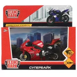 Машина металлическая Супербайк 12 см, выдвижная подножка, вращается руль, Технопарк