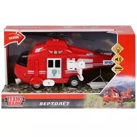 Машина свет+звук "ВЕРТОЛЕТ МЧС" 27см, пластик, подвижные детали, инерционная, Технопарк