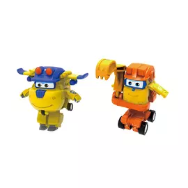 Мини-трансформеры Super Wings 2 в 1 Донни и Скуп (команда Строителей)