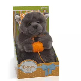 Мягкая игрушка Gulliver Котик Дымок в косынке с клубком, 19 см