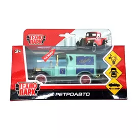 Ретроавто 12см, свет-звук, открываются двери, инерционная, Технопарк