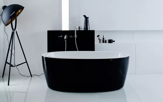 Акриловая ванна Purescape 174a-Relax черно-белая с аэромассажем