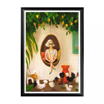 Арт-постер необыкновенные цыплята в раме из полистирола