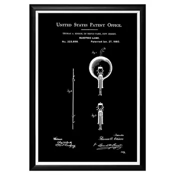 Арт-постер патент эдисона на электрическую лампу 1880