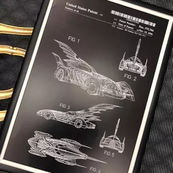 Арт-постер патент джоэла шумахера на бэтмобиль