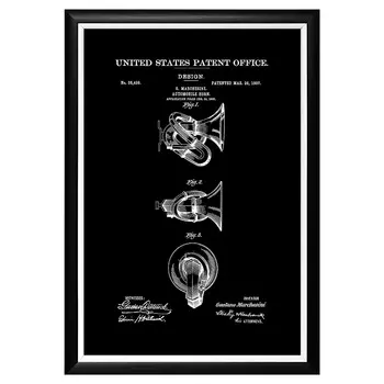 Арт-постер патент на автомобильный рожок 1907
