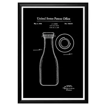 Арт-постер патент на дизайн молочной бутылки 1938