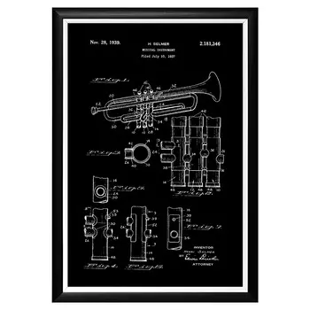 Арт-постер патент на духовую трубу Selmer