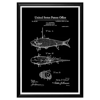 Арт-постер патент на искусственную рыболовную приманку 1908
