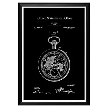 Арт-постер патент на карманные часы панамский канал