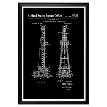 Арт-постер патент на конструкцию нефтяной вышки 1969
