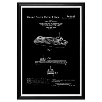 Арт-постер патент на корабль 1958 на бумаге