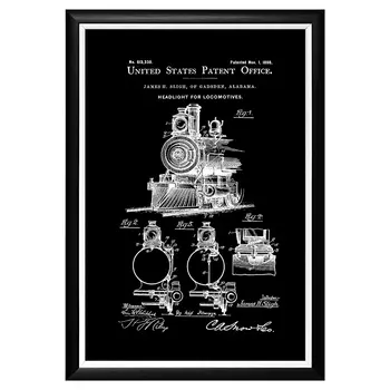 Арт-постер патент на локомотивную фару 1898