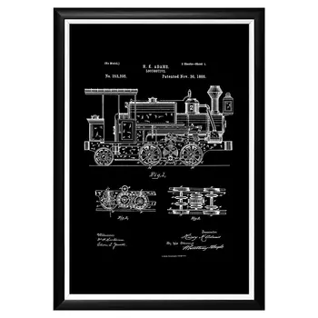 Арт-постер патент на локомотивный вагон 1886