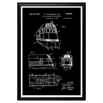 Арт-постер патент на локомотивный вагон Pioneer Zephyr