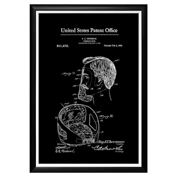 Арт-постер патент на маску пожарника 1909