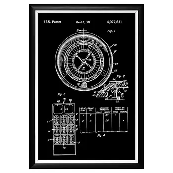 Арт-постер патент на новую нумерацию колеса рулетки 1978