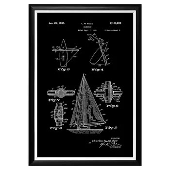 Арт-постер патент на парусную лодку 1938