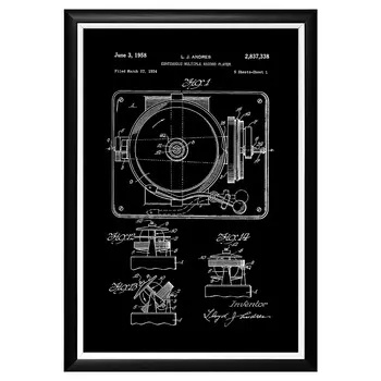 Арт-постер патент на проигрыватель грампластинок