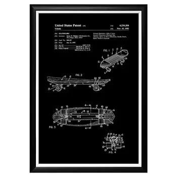 Арт-постер патент на скейтборд 1980