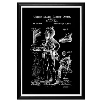 Арт-постер патент на униформу пожарника 1880