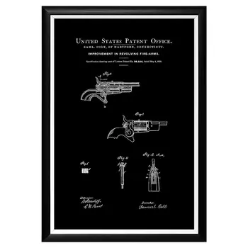 Арт-постер патент сэмюэла кольта на конструкцию револьвера