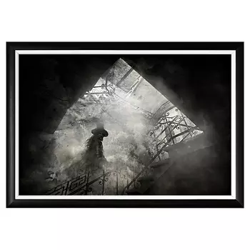 Арт-постер призрак в черном багете