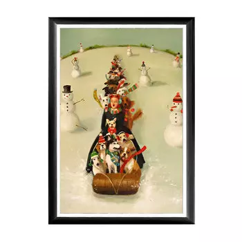 Арт-постер рождественские каникулы в черно-белой раме