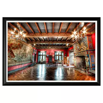 Арт-постер замок в долине в черном багете