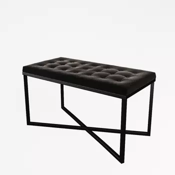 Банкетка на чёрном основании с обивкой коричневого цвета