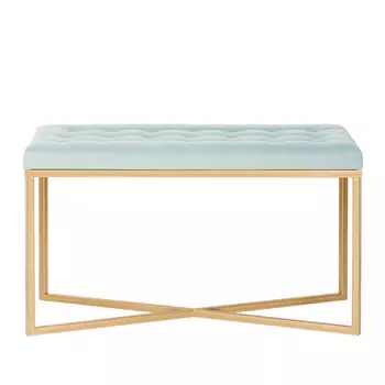 Банкетка с золотым основанием голубая