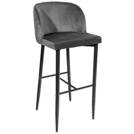 Барный стул оскар вельвет серый стальные черные ножи