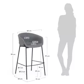 Барный стул Zadine серого цвета