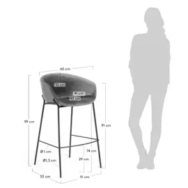 Барный стул Zadine серого цвета