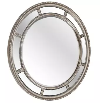 Большое круглое настенное зеркало Prestige Silver