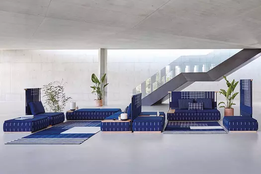 Большой модуль со спинкой Lan Indigo синего цвета