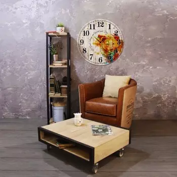 Часы настенные из дерева с ярким принтом