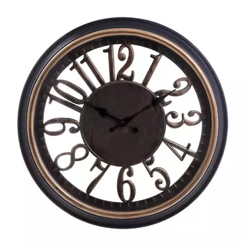 Часы настенные из пластика черно-золотого цвета