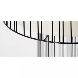 Черная настольная лампа Faro Linda с белым абажуром