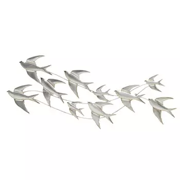 Декор настенный стая птиц серебристого цвета
